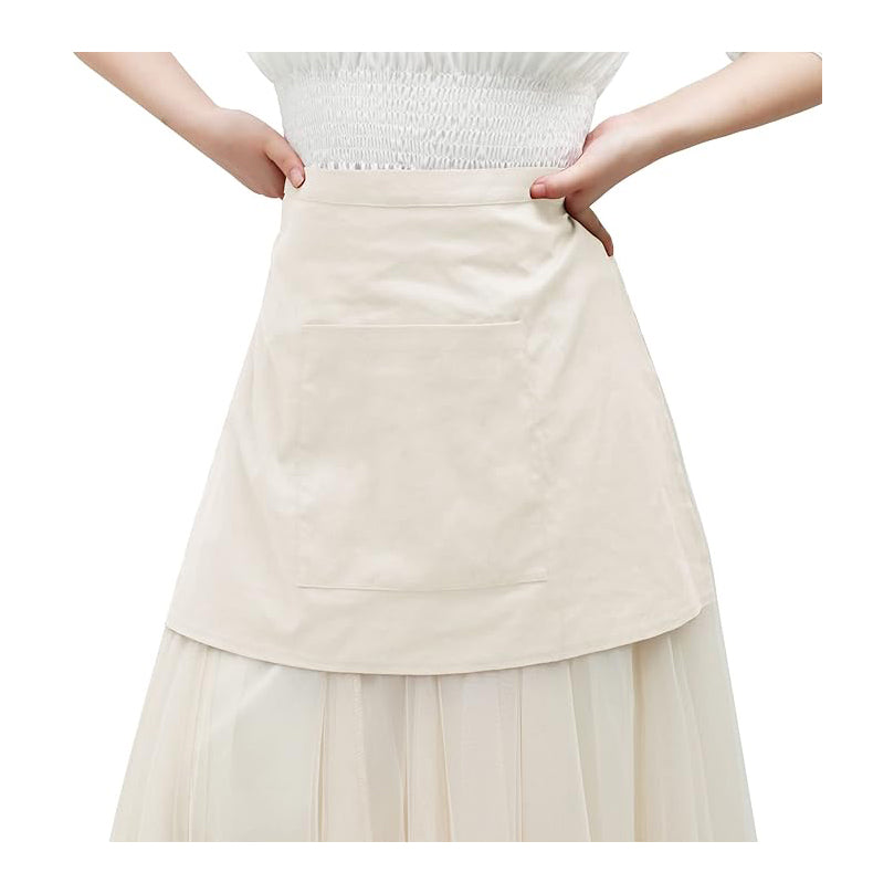 Medieval Renaissance Linen Apron With Pocket Vintage Half Waist Waiter Cosplay Aprons Costume Accessories
