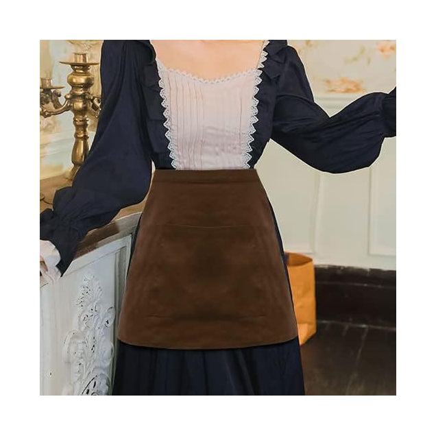 Medieval Renaissance Linen Apron With Pocket Vintage Half Waist Waiter Cosplay Aprons Costume Accessories