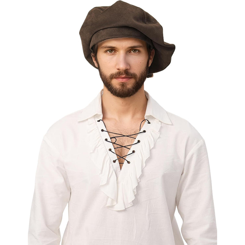 Medieval Renaissance Men Beret Tudor Hat Muffin Cap Minstrel Hat Ren Faire LARP Hat Costume Accessories