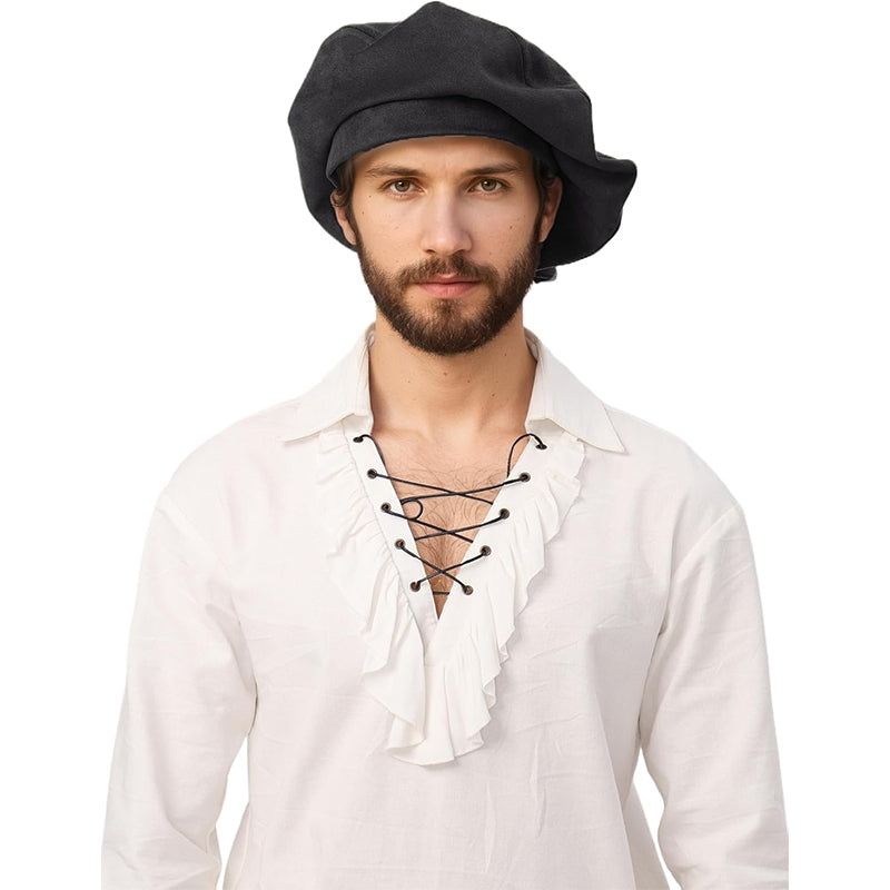 Medieval Renaissance Men Beret Tudor Hat Muffin Cap Minstrel Hat Ren Faire LARP Hat Costume Accessories