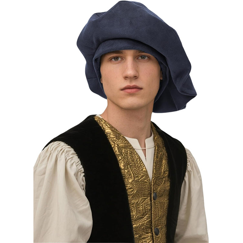 Medieval Renaissance Men Beret Tudor Hat Muffin Cap Minstrel Hat Ren Faire LARP Hat Costume Accessories
