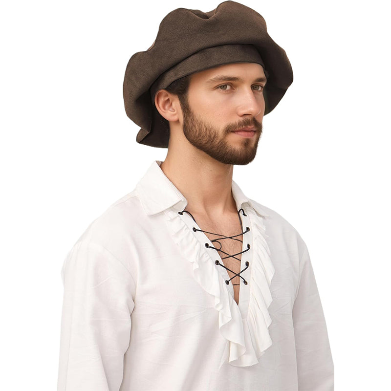 Medieval Renaissance Men Beret Tudor Hat Muffin Cap Minstrel Hat Ren Faire LARP Hat Costume Accessories