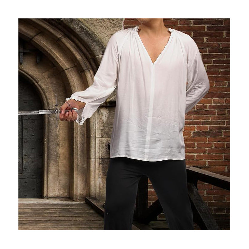 Medieval Shirt for Men, Ruffled Knight Pirate Tunic Shirt Victorian Blouse