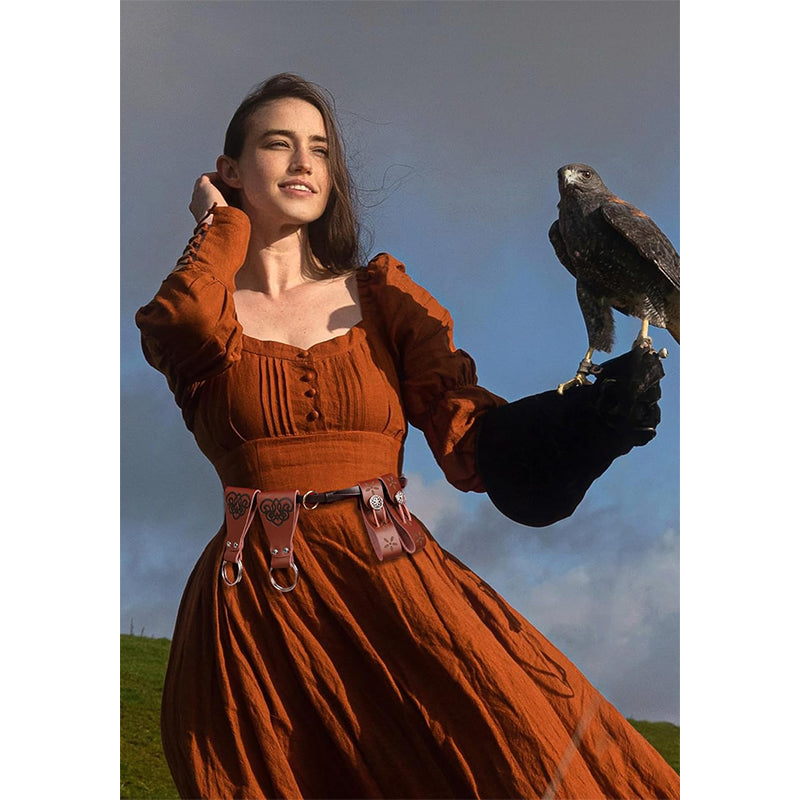 Medieval Skirt Hike Renaissance Waistband 2 PCS PU Leather Dress Clips Pirate Belt Waistband Cosplay Costume Accessories