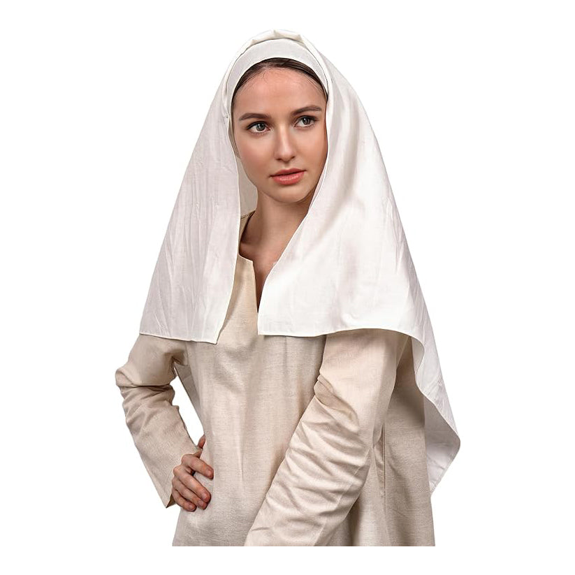 Medieval Women White Headscarf Renaissance Hat Scarf Cosplay Ren Faire Costume Accessories