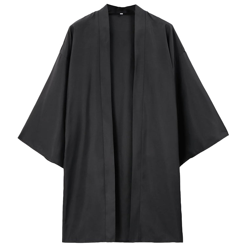 Men Anime Black Haori Kimono Kung Fu Robes Cosplay Costume Adult Cardigan Jacket Coat For Halloween