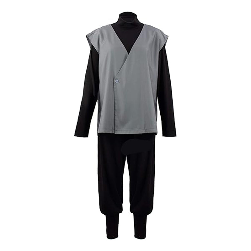 Men Black Kung Fu Suit Anime Cosplay Costume with Red Belt For Halloween Party