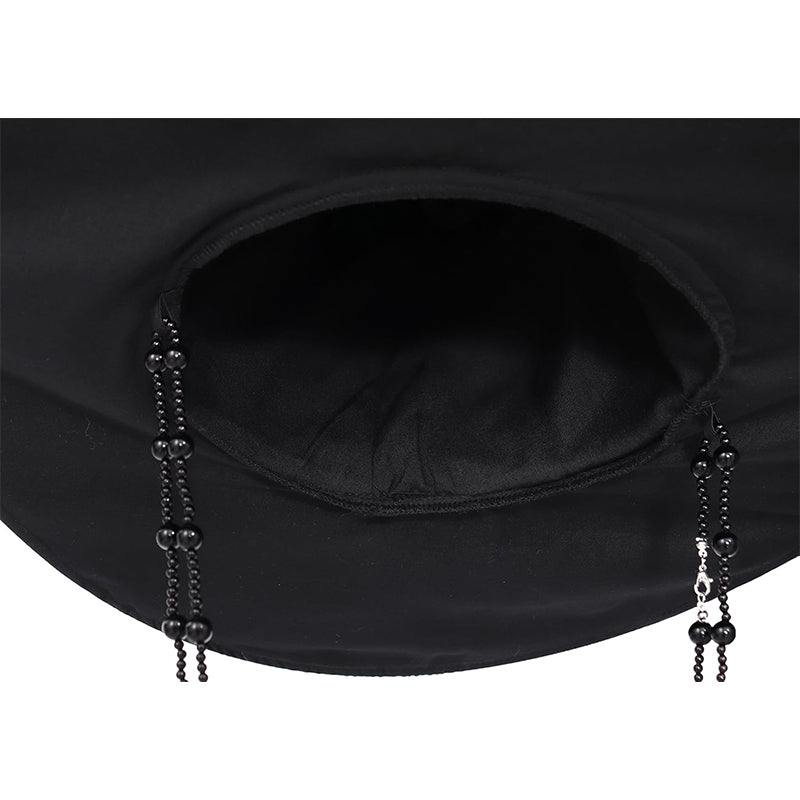 Men Cosplay Traditional Korean Hat Black Chains Cap With Wide Brim Cosplay Costume Accessories For Halloween Party