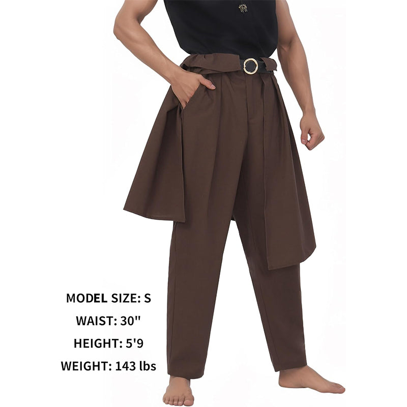 Men Medieval Pants Viking Steampunk Renaissance Gothic Pirate Trousers With Belt Cosplay Costumes For Party Daily-wear