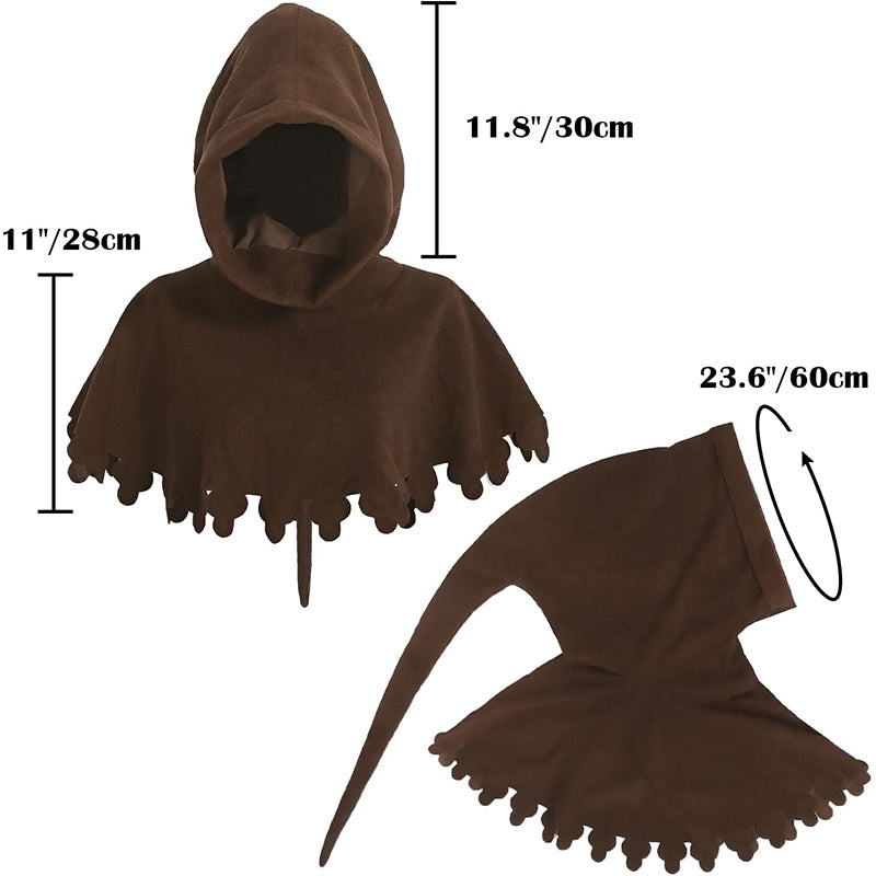 Men Medieval Chaperon Hat Renaissance Cap Liripipe Hood Ren Faire LARP Costume Accessories