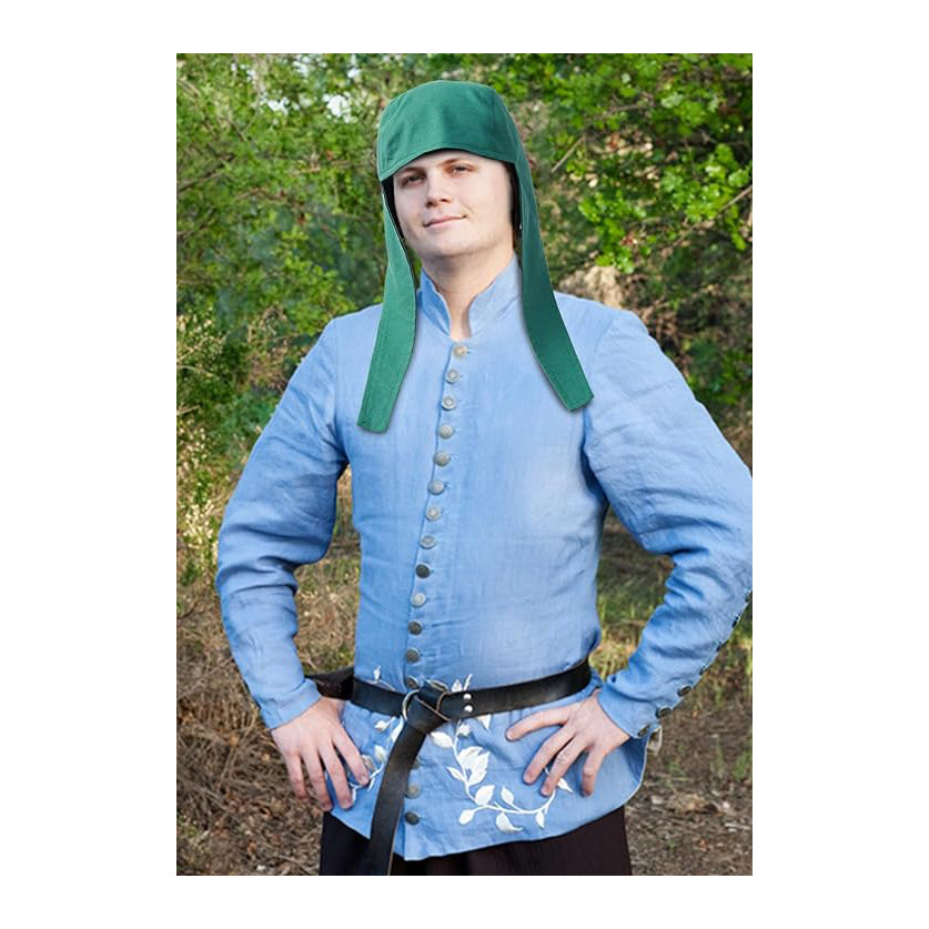 Men Medieval Coif Cap Linen Hats Bonnet With Ear Flaps Victorian Cap Cosplay Costume Accessories