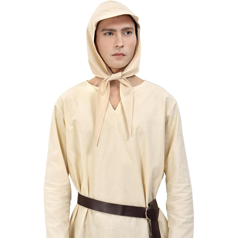 Men Medieval Coif Cap Renaissance Headscarf With Brim Costume Accessories For Party Halloween