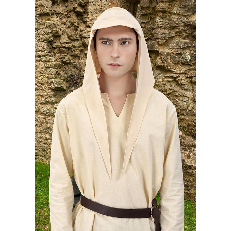 Men Medieval Coif Cap Renaissance Headscarf With Brim Costume Accessories For Party Halloween