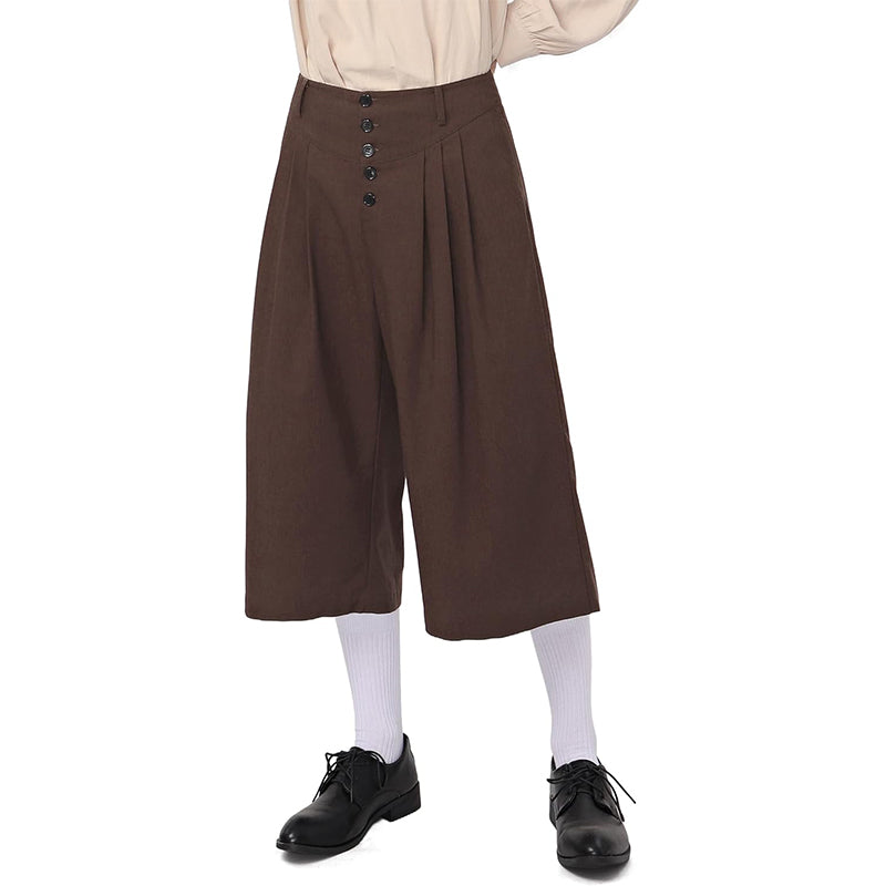 Men Medieval Colonial Pirate Breeches Wide Legs Pants Renaissance Trousers Cosplay Costume Pants For Party Daily Wear