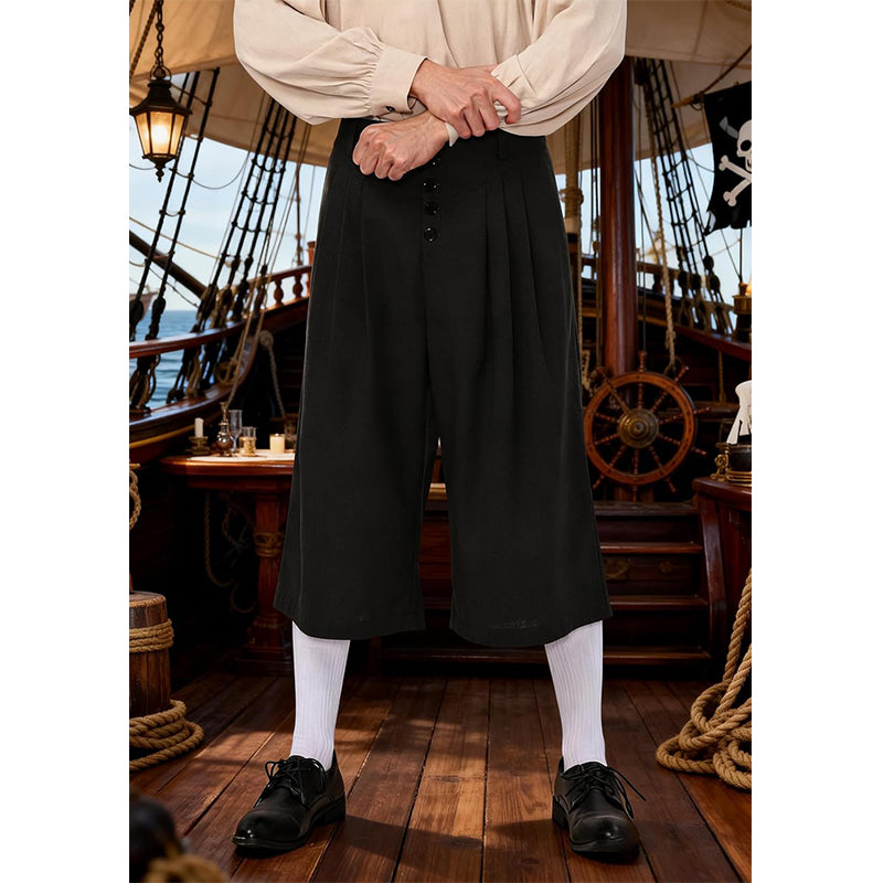 Men Medieval Colonial Pirate Breeches Wide Legs Pants Renaissance Trousers Cosplay Costume Pants For Party Daily Wear