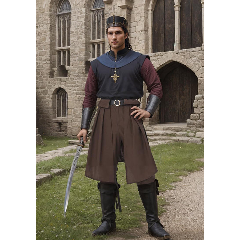 Men Medieval Pants Viking Steampunk Renaissance Gothic Pirate Trousers With Belt Cosplay Costumes For Party Daily-wear