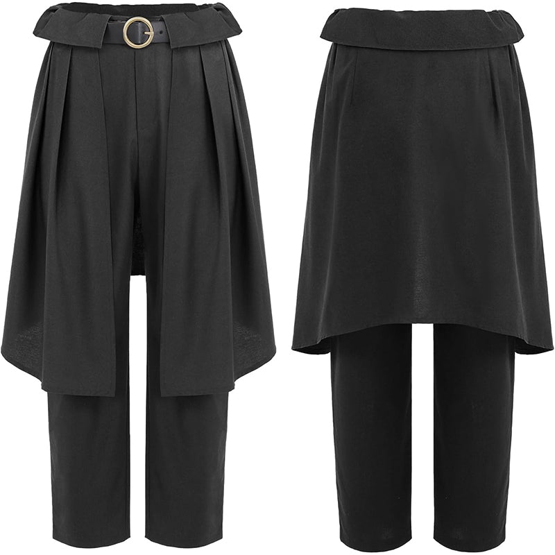 Men Medieval Pants Viking Steampunk Renaissance Gothic Pirate Trousers With Belt Cosplay Costumes For Party Daily-wear