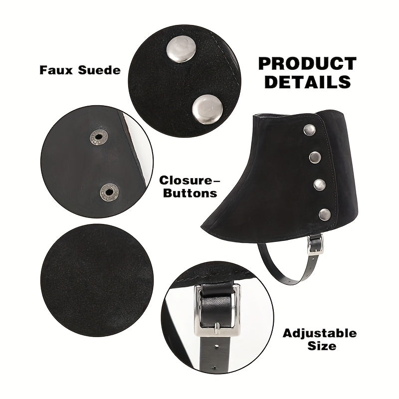 Men Medieval Pirate Boot Covers Renaissance Steampunk Faux Leather Retro Short Gaiters Spats With Rivets Costume Accessories