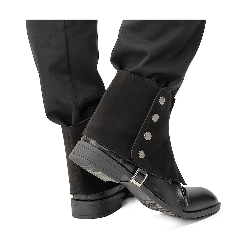 Men Medieval Pirate Boot Covers Renaissance Steampunk Faux Leather Retro Short Gaiters Spats With Rivets Costume Accessories