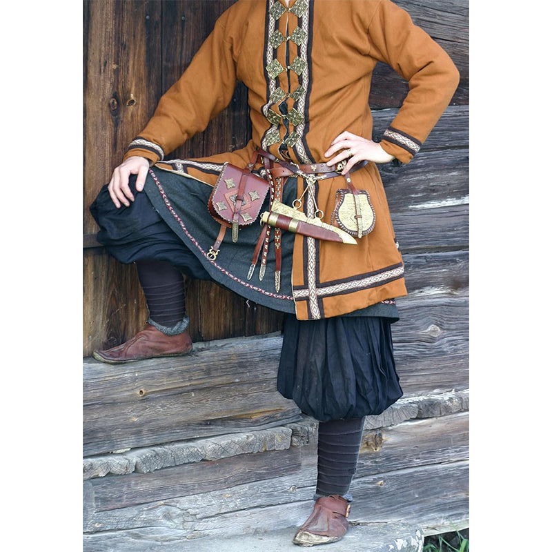 Men Medieval Pirate Leg Wraps With Brooch Pins Renaissance Leg Covers Cosplay Costume Accessories For Party Halloween Daily Wear