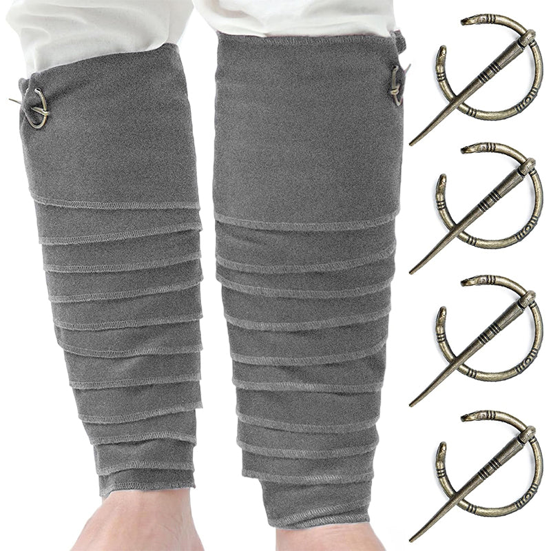 Men Medieval Pirate Leg Wraps With Brooch Pins Renaissance Leg Covers Cosplay Costume Accessories For Party Halloween Daily Wear