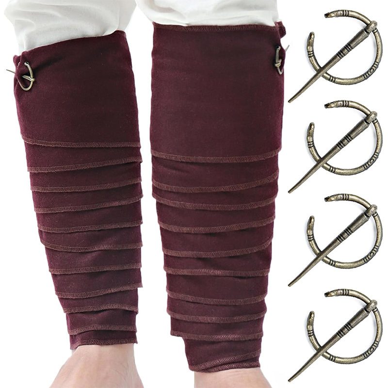 Men Medieval Pirate Leg Wraps With Brooch Pins Renaissance Leg Covers Cosplay Costume Accessories For Party Halloween Daily Wear