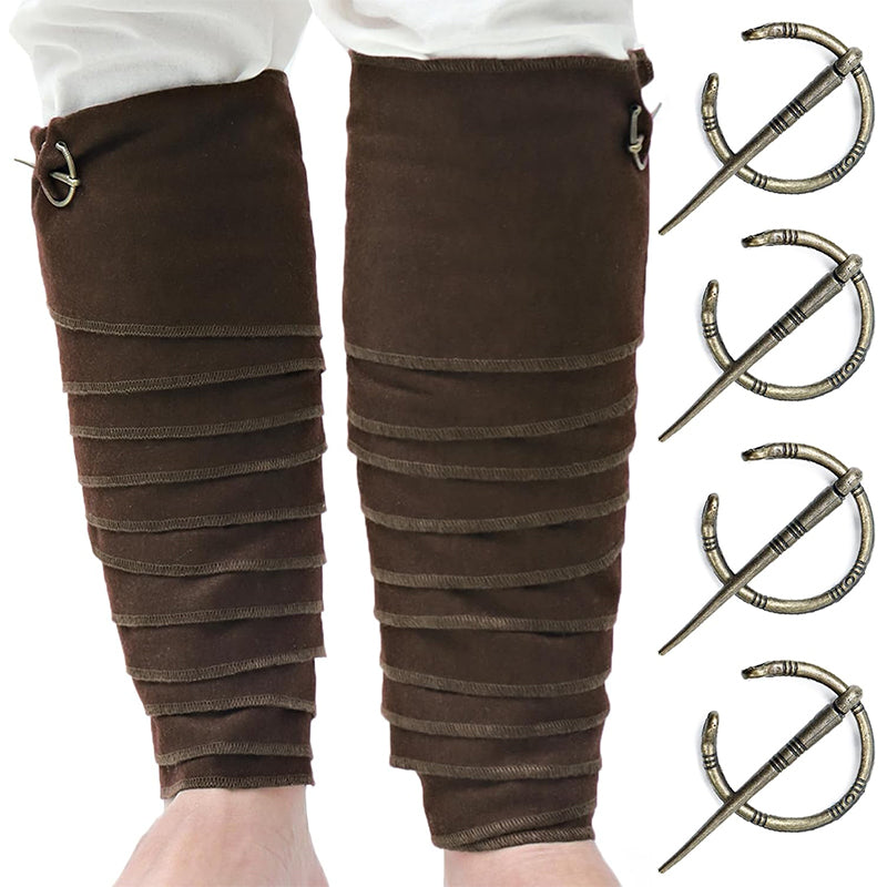 Men Medieval Pirate Leg Wraps With Brooch Pins Renaissance Leg Covers Cosplay Costume Accessories For Party Halloween Daily Wear