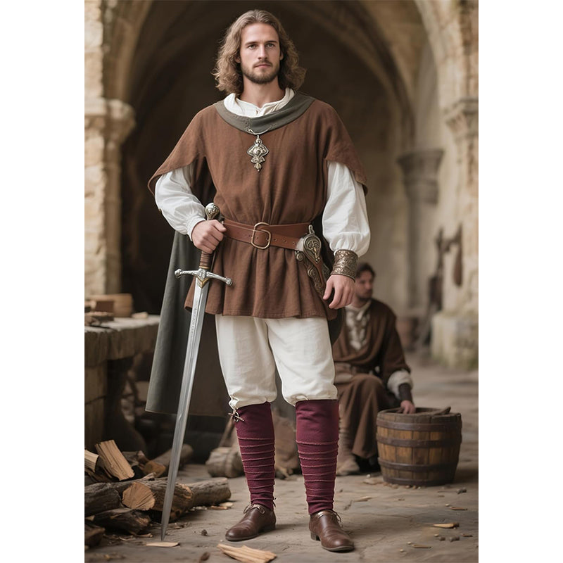 Men Medieval Pirate Leg Wraps With Brooch Pins Renaissance Leg Covers Cosplay Costume Accessories For Party Halloween Daily Wear