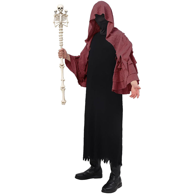 Men Medieval Renaissance Cape Scary Grim Reaper Ghost Robe Gothic Witch Cosplay Hooded Cloak For Halloween Party