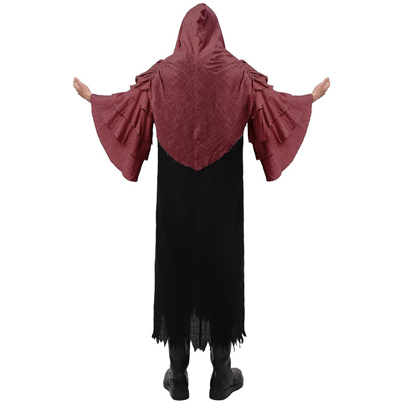 Men Medieval Renaissance Cape Scary Grim Reaper Ghost Robe Gothic Witch Cosplay Hooded Cloak For Halloween Party