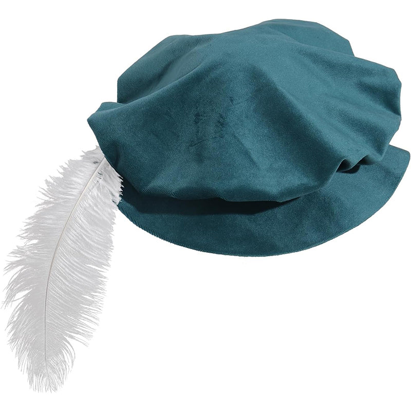 Men Medieval Tudor Hat Renaissance Beret Hat With Feather Cosplay Cap Hat Costume Accessories