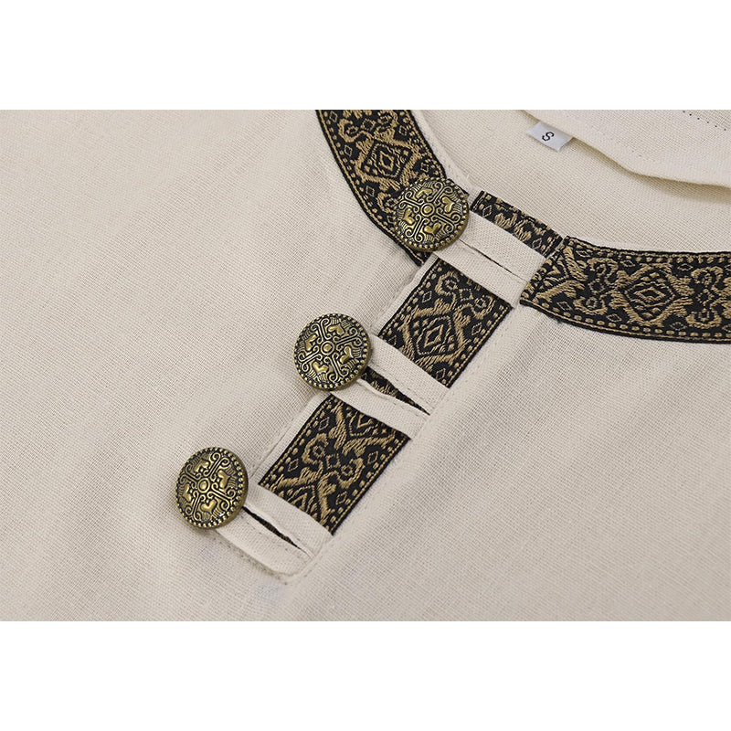 Men Medieval Tunic Shirt Renaissance Long Sleeve Shirt With Belt LARP Ren Faire Cosplay Costumes