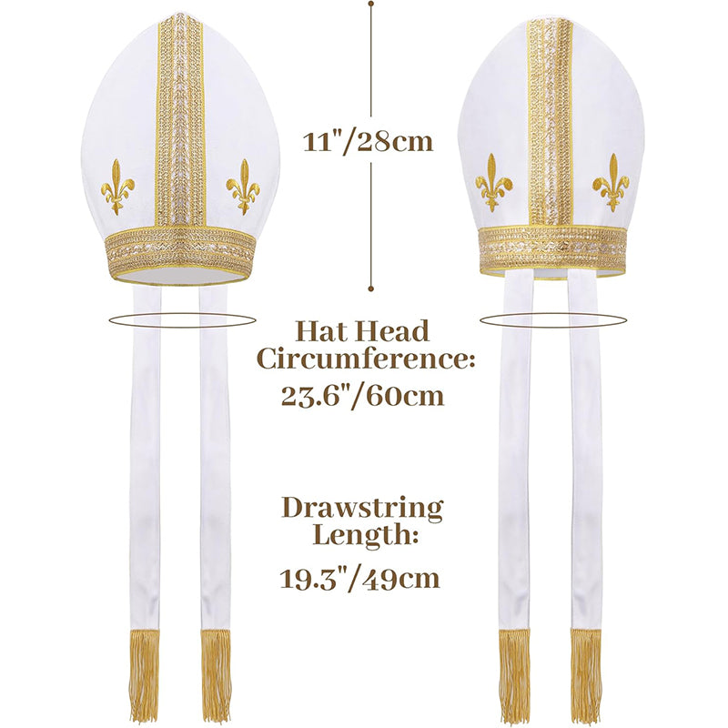 Men Pope Hat Adult Priest Headpiece Catholic Cardinal Cap Cosplay Costume Accessories