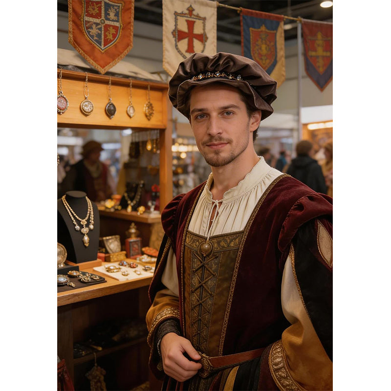 Men Renaissance Tudor Hat Medieval Beret Cap Ren Faire Court Classic Short Brim Cap Minstrel Headwear Costume Accessories