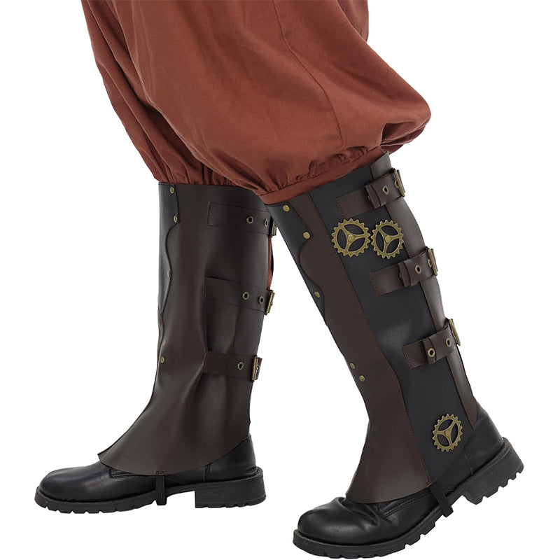 Men Steampunk Boot Covers Renaissance Pirate Leg Armors Leg Guard LARP Cosplay Costume Accessories For Party Daily Wear