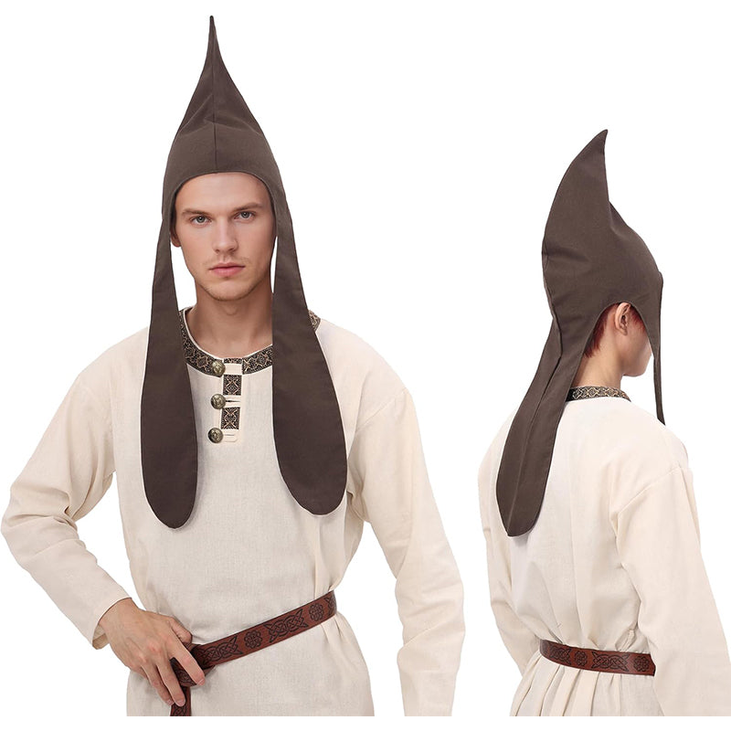 Men Women Medieval Coif Cap Renaissance Hat With Ear Flaps Thracian Cosplay Cap Peasant Hat Cosplay Costume Accessories