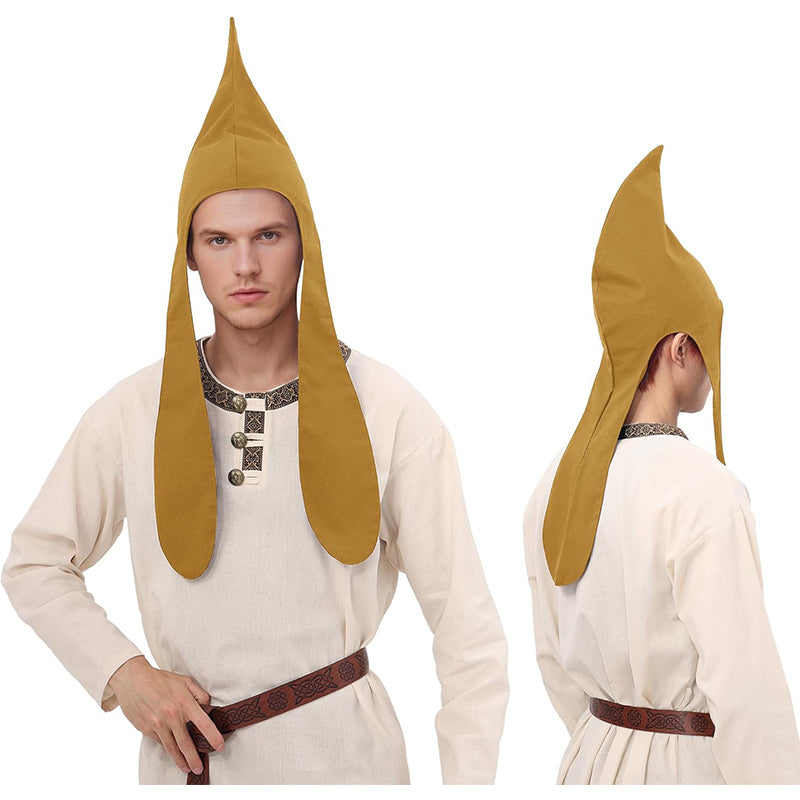 Men Women Medieval Coif Cap Renaissance Hat With Ear Flaps Thracian Cosplay Cap Peasant Hat Cosplay Costume Accessories