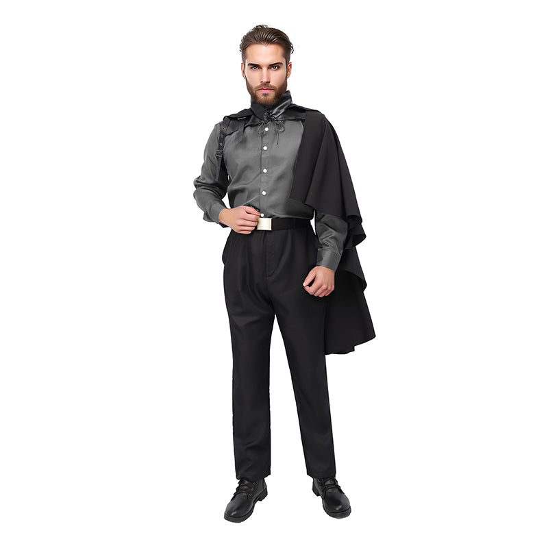 Men Women Medieval Faux Leather Shoulder Chest Armor Black Steampunk Shrug Renaissance Goth Hooded Half Cape For Halloween