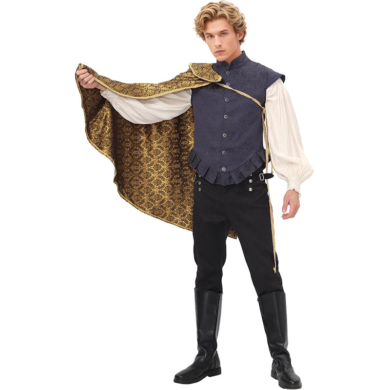 Men Women Medieval Renaissance Tudor Half Shoulder Cape King Cloak Cosplay Costume Cloak