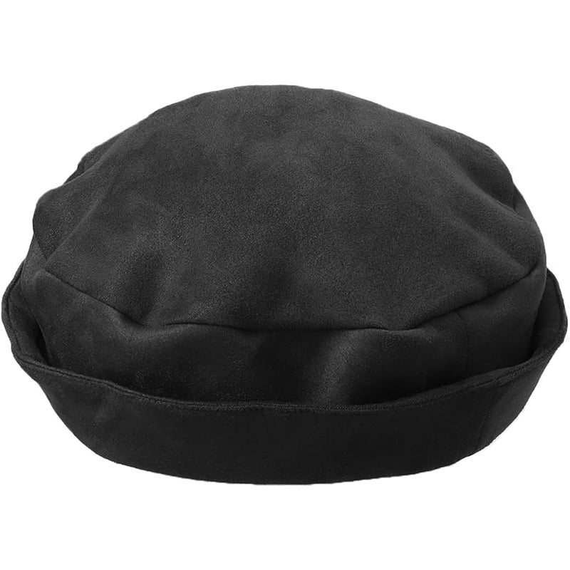Men Women Medieval Tudor Beret Hat Renaissance Faux Suede Cap With Up Brim Costume Accessories