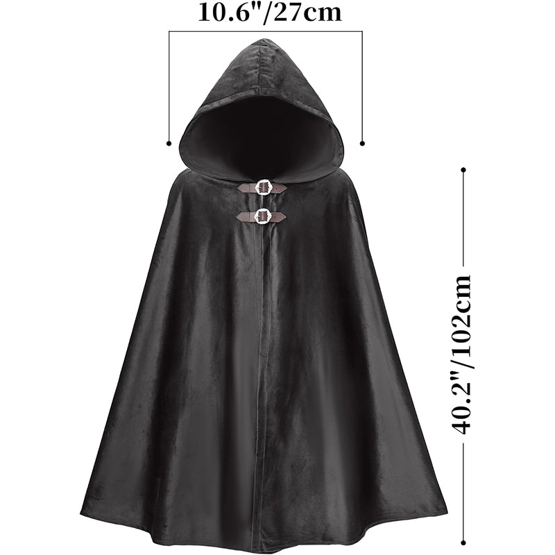Men Women Medieval Velvet Hooded Cloak Renaissance Cape With Hood Costume Accessories For Halloween Party