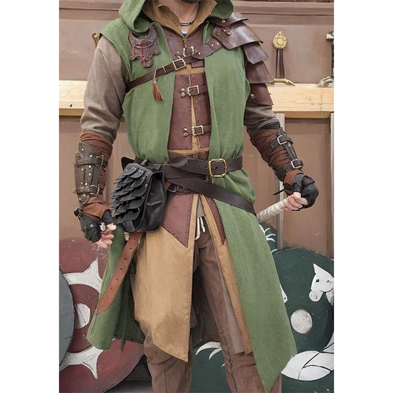 Renaissance Belt Pouch Medieval Faux Leather Scale Waist Bag LARP Costume Accessories