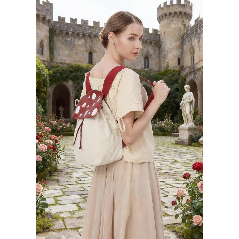 Renaissance Mushroom Backpack Lightweight Drawstring Canvas Bag Ren Faire Larp Costume Accessories