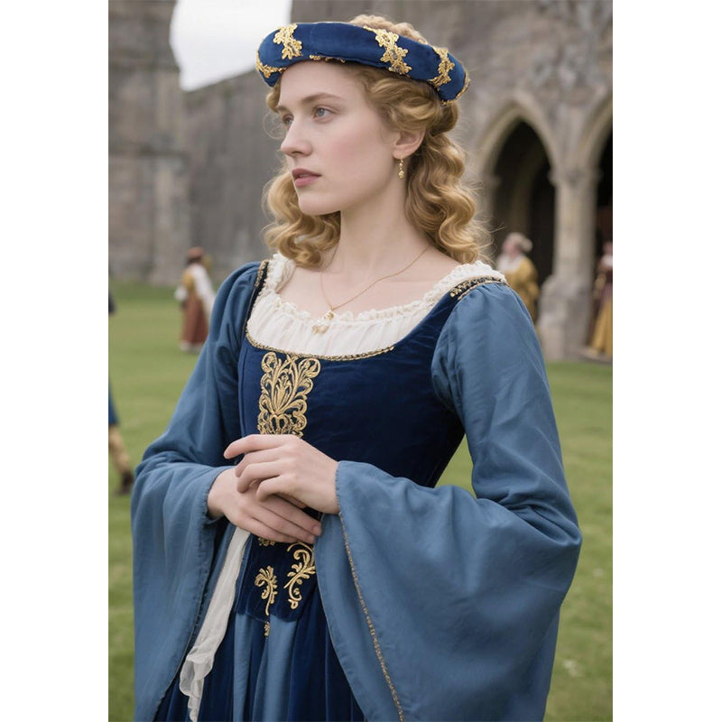 Renaissance Padded Roll Chaplets Velvet Coif Cap Medieval Headwear Headpiece Hat Bourrelet With Gold Trim For Daily Wear Party Christmas