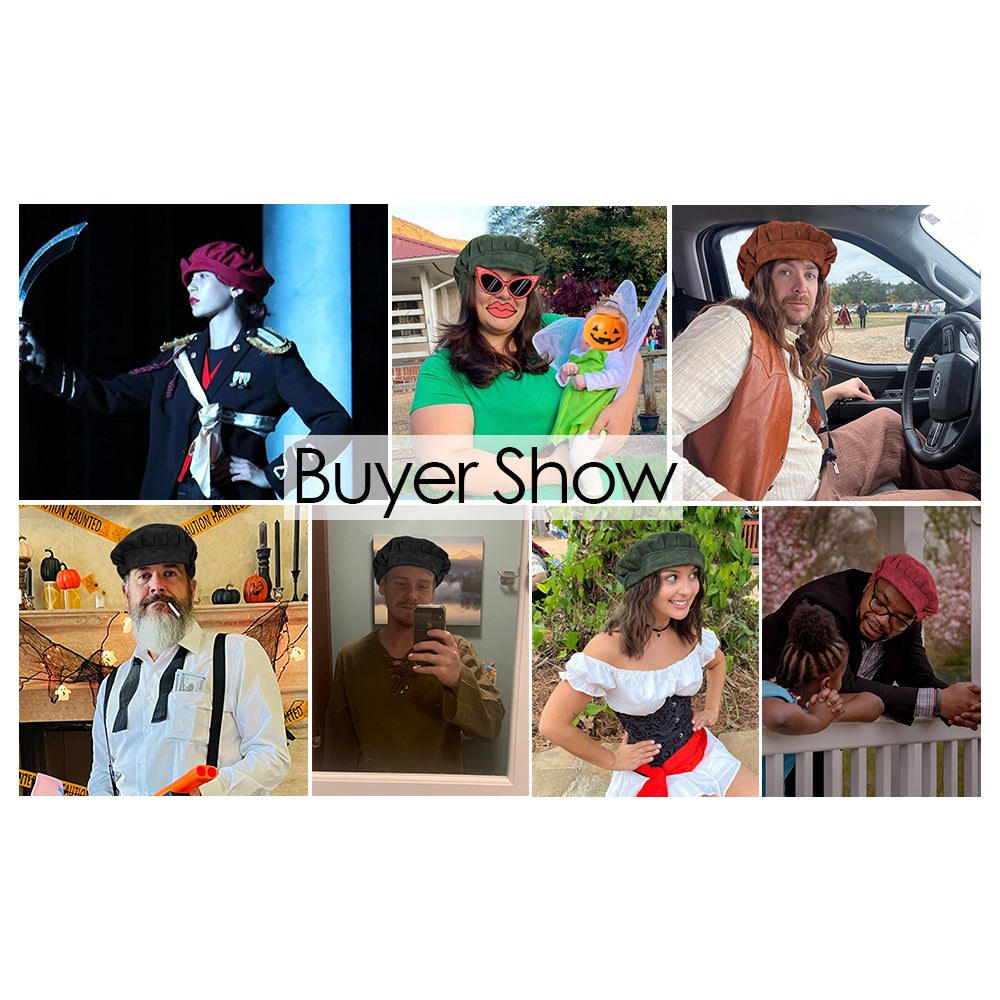 Soft Suede Medieval Hat Beret Renaissance Festival Cap for Men Women Ren Faire Costume Accessories