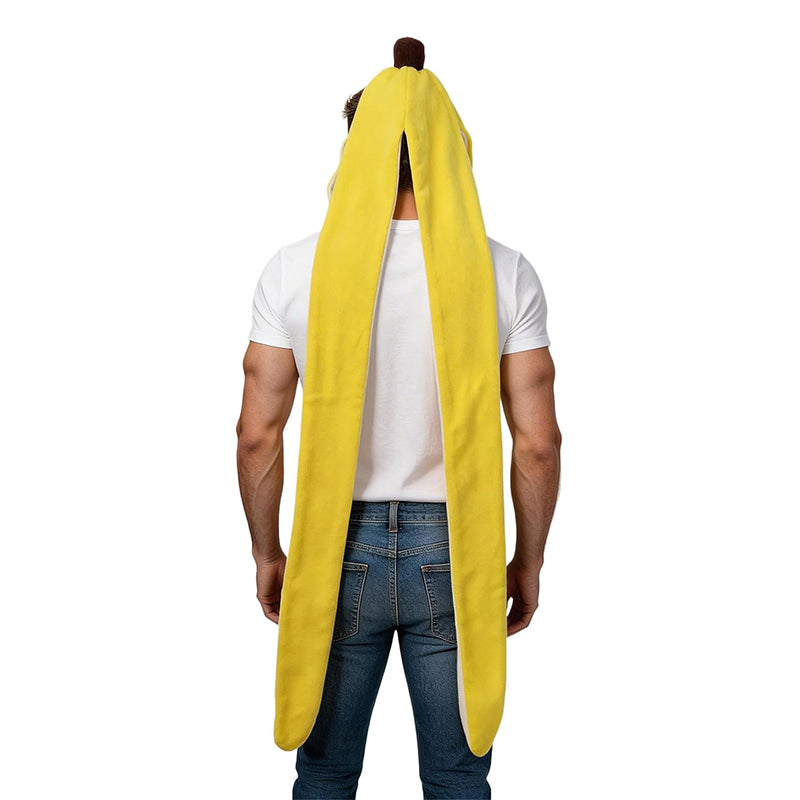 Unisex Funny Banana Costume Scarf Hat Warm Long Shawl Yellow Hooded Scarf Hat For Party Daily Head Wear