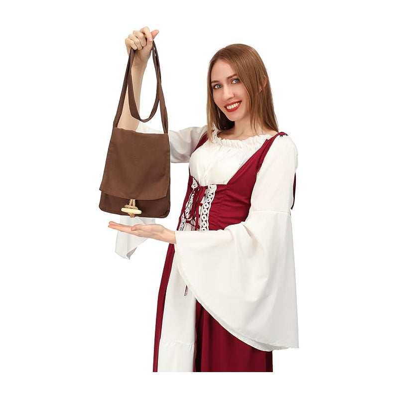 Viking Canvas Shoulder Bag, Renaissance Medieval Small Pilgrim Pouch Bag