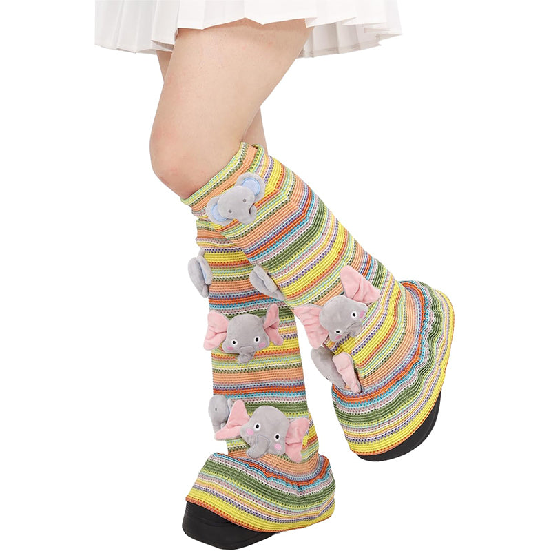 Women Animal Leg Warmer Socks Cute Knit Crocodile Leg Socks Kawaii Over Knee Legwarmers Elephant Socks For Halloween Party Daily Wear