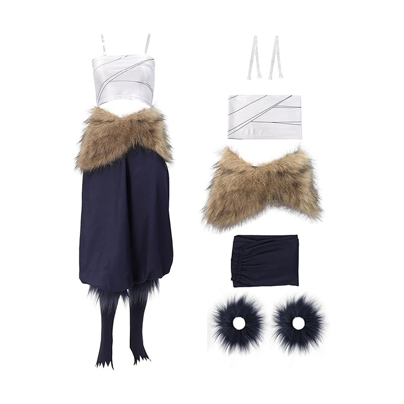 Women Anime Cosplay Costume Tube Top Pants Apron for Halloween Party