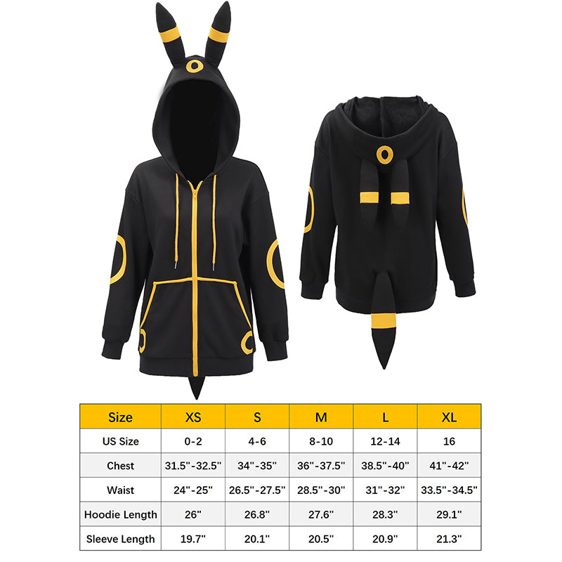 Women Anime Cosplay Hoodie Sweatshirt With Ears Tail Costume for Halloween Christmas